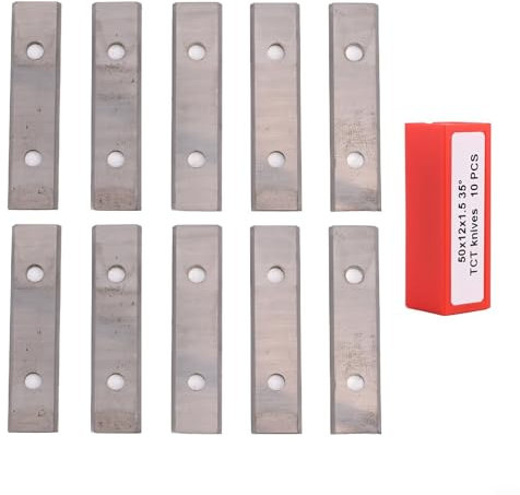Snowchecking Lot de 10 lames de racloir en carbure de tungstène 50 x 12 x 1,5 mm - Lames rectangulaires biseautées à 35° - Inserts de coupe à double tranchant pour têtes de rabots, rainures, travail