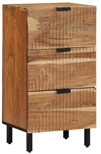 vidaXL Massivholz Akazien Medienständer für DVDs und Blu-Rays Nur für drinnen Modernes Design mit 3 Schubladen Robuste Bauweise DVD Blu-ray-Lösung Holz Wohnzimmer Heimkino-Möbel
