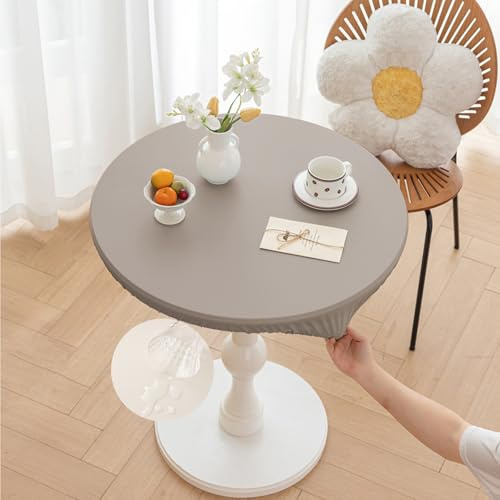 Morbuy Mantel Mesa Exterior Impermeable Redonda Elastico Cuero PU Manteles Cocina Antimanchas Lavable para Jardín Hogar Comedor Cumpleaños Fiesta (Gris,Mesa Diámetro 100cm)