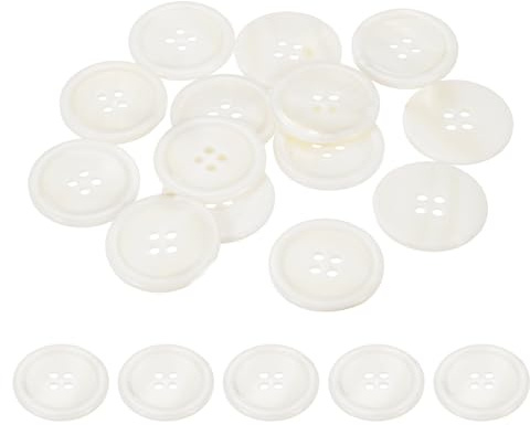 PATIKIL 25mm Perlmutt Knöpfe zum Annähen 4 Löcher 10 Stück Weiß | Runde Natürliche Perlmutt-Schalenknöpfe für Nähen Kleidung Mantel Anzüge Hemd DIY Basteldekoration Handwerk