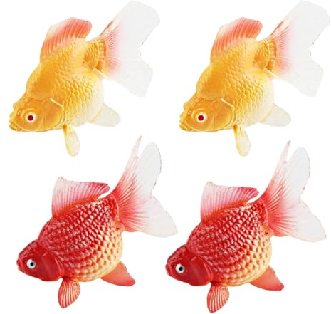 Lguaquanx 4 Stück Gefälschte Goldfische, Künstliches Aquarium Fake Fische, Realistisch Schwimmende Goldfisch, Gelb Rot Goldfische schwimmende Fischtank Dekoration, Aquarium Dekoration