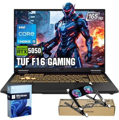 ASUS TUF F16 RTX 5050 VR-Ready Gaming Laptop, 16 FHD+(1920x1200) 165Hz, Intel i7-14650HX, NVIDIA RTX 5050, 32GB DDR5, 1TB SSD, RGB Backlit KB, FHD Webcam, MUX Switch with NVIDIA Advanced Optimus