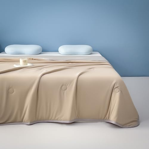 Odot 2,5 Tog Couette sans Housse Lavable, Couette Réversible Ete Legere et Fine - Douce et Confortable, Légère Respirante Couverture Quilting d'Été (200x230cm,Marron Froid)