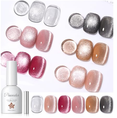 PEACECOLOR UV-nagellackset 10 ml – silver rosa nude röd magnetisk Cat Eye gelnagellack UV Soak Off UV/LED gelnagellack gelnaglar nagelkonst design manikyr presentpaket