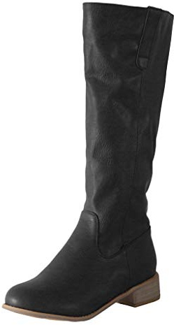 Generisch Botas por encima de la rodilla para mujer - Botas sin cordones para mujer con tacón de bloque Punta redonda Botas altas hasta la rodilla Pull On Botas de invierno clásicas de piel sintética