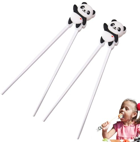 UIEXAY 2 Paar Essstäbchen Für Kinder, Essstäbchen Kinder Essstäbchen Hilfe Sushi Stäbchen Essstäbchen Personalisiert Panda Als Halterung Für Anfänger, Stäbchenkopf Abnehmbar Lernset In Panda-Design