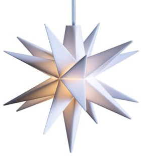 ZICOM LED Weihnachtsstern Mini-Stern 18-Zacken wetterfest, weiß Ø 8cm,Timer 6h, mit Batteriefach für 3xAA, 4,5V, Innen und Außen für Weihnachten, Hochzeiten, Party, Dekoration, Geschenkidee