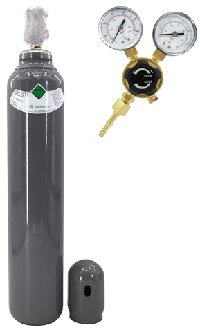 Bestschweissen.de Bombola del gas di CO2, 8 l, 5 kg, con riduttore di pressione Ar/CO2, 2 manometri, set di saldatura sicuro e preciso per professionisti