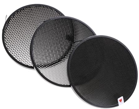 KALLORY Diffuseur Flash Nid d'abeille en Alliage D'aluminium Noir Grille 30 Degrés et Fixation Rapide pour Contrôle Précis Lumière Studio Photo