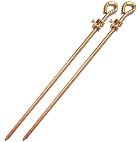 MOKIKUBA Portable Ground Rod,Oval-eye Grounding Bar with Ground Wire Clamps | Great for Electric Fences,Antennas,Satellite Dishes,and other Grounding Needs(18inch)