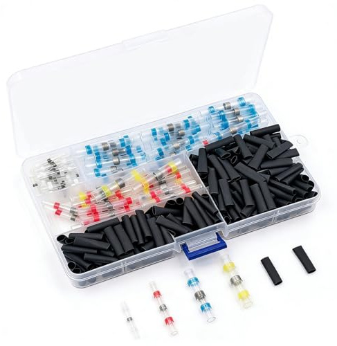 Oavie 250 Pcs Solder Seal Wire Connectors, Waterproof Heat Shrink Butt Connectors Kit, Insulated Electrical Wire Terminals for Automotive, Marine, Boat & Stereo (No Crimp Needed)