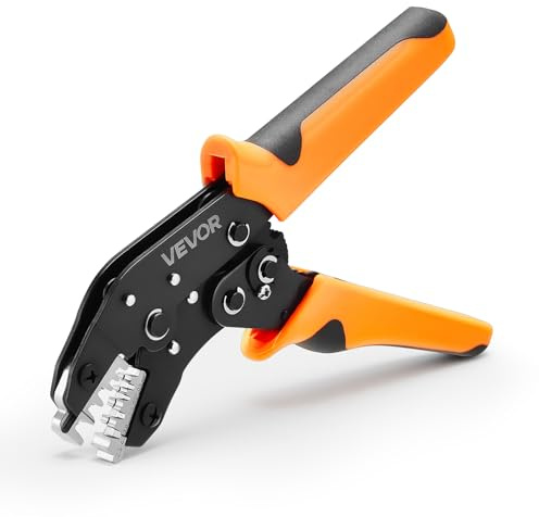 VEVOR Crimping Tool, 24-12 AWG Ratcheting Wire Crimper Tool, Labor-Saving Electrical Terminal Crimp Pliers with Clear Metric & AWG Markings, Quick Release, Adjustable Pressure for Multiple Terminals