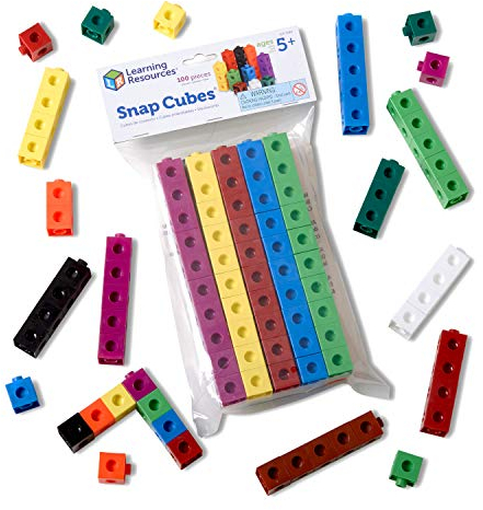 Learning Resources Snap Cubes Steckwürfel (Set mit 100 Stück), Mathewürfel zum Zählen, Muster Legen & Bauen, 2 cm Würfel in 10 Farben, Lernspielzeug für Vorschule & Grundschule
