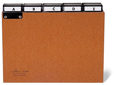 Durable Leitregister A-Z aus Pressspan, 5/5 Teilung & beschriftbare Taben, A5 quer, braun, 425511