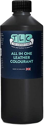 The Leather Clinic All in One Leather Colourant | Self Seal Leather Dye Repair Paint | Recolour Furniture, Sofas, Car Seats (Black, 500ml)