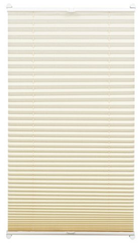 GARDINIA Plissee mit Thermo-Rückseite zum Klemmen, Höchste Lichtreflektion, Energiesparend, Alle Montage-Teile inklusive, EASYFIX Thermo-Plissee verspannt mit zwei Bedienschienen, Elfenbein, 100 x 130 cm (BxH)