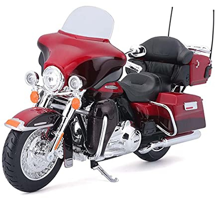 Bauer Spielwaren 2049729 Maisto Harley-Davidson FLHTK Electra Glide Ultra Limited ´13: Motorcykelmodell 1:12, med styrning, rörligt stativ och fritt rullande hjul, 17 cm, röd (5323)