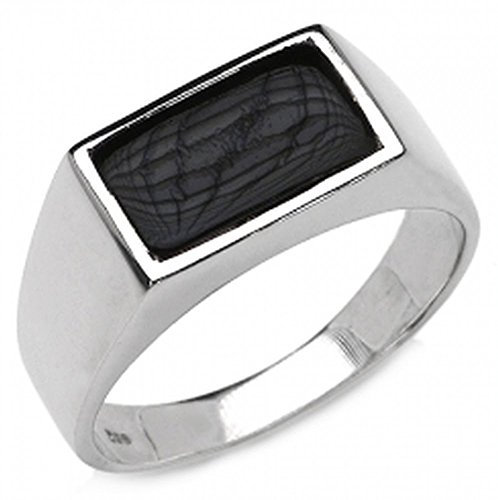 ONYX-Herren-Ring Siegelring 925 Sterl.Silber Rhodiniert-2,17 Karat-Gr.71