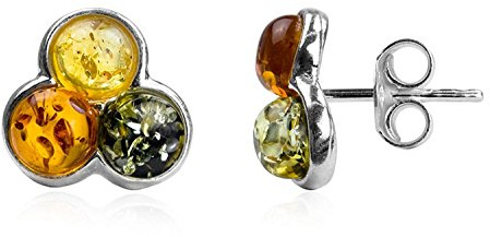 Ian and Valeri Co. Multicolor Amber Sterling Silver Fashion Charming Stud Earrings