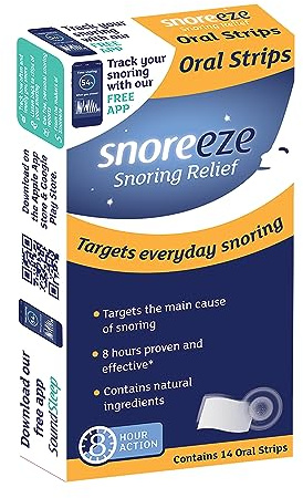 Snoreeze Anti-Snoring Oral Strips - Effective Snoring Aids for Men & Women - Fast Acting Snore Stopper to Use with Mobile App - 14 Strips