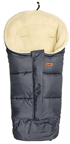 SENSILLO - Fußsack Kinderwagen Winter - Fußsack Babywanne, Buggy und Schlitten - Warm, mit echter Wolle, Reißverschluss, Gurtöffnungen, verstellbare Länge 80-100cm - 3in1 Combi Graphit