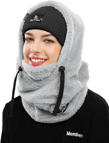 Shy Velvet Thermal Balaclava Unisex Wind-Resistant Ski Mask Fleece Cycling Motorcycle Balaclava Men Face Coverings Women Cold Weather Face Mask Female Gray