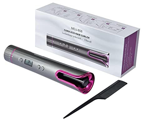 Nrkin Arricciacapelli Automatico, arricciacapelli Wireless, con Display LCD a 4 impostazioni di Temperatura e Tempo