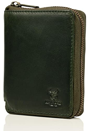 MATADOR Portemonnaie Herren Leder #Edinburgh mit edler Geschenk Box, Elegante Männer Geldbörse mit RFID Blocker, Luxus Geldbörse mit Reißverschluss Herren und Viele Kartenfächer in Grün