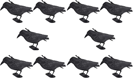 Novatool 10x Taubenschreck für Balkon Rabe I Kunststoff I schwarz I Vogelabwehr natürliche Schädlingsbekämpfung Krähe Attrappe Abwehr von Tauben Greifvogel Attrappe Plastikraben Rabe zur Taubenabwehr