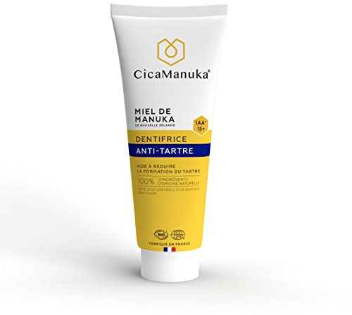 CicaManuka - Zahnpasta gegen Zahnstein mit Manuka Honig IAA15+, reduziert die Bildung von Zahnstein, Bio-zertifiziert, 75 ml