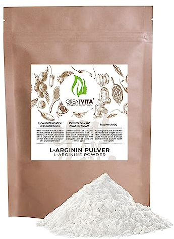 L-Arginin Base Pulver 800g - hochdosiert | Premium Qualität made in Germany | Ohne HCL und rein pflanzlich - Aminosäure-Nahrungsergänzungsmittel | GreatVita