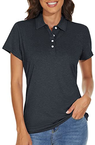 KEFITEVD Poloshirt Damen Kurzarm Funktionsshirt Performance T-Shirt Golf Polo Atmungsaktiv Schnelltrocknend Freizeitshirt