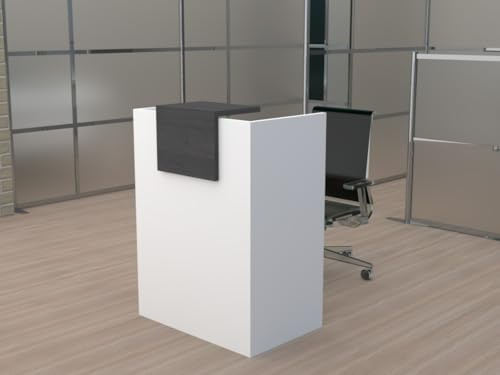 OFICIT MOSTRADOR de Recepción y Oficina. Fácil Montaje. 80X105X50CM con Cierres Laterales y embellecedor Color Roble Azabache. Fabricado en España. Envío a Toda la península.
