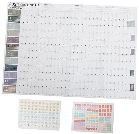 PRETYZOOM Jahreswandkalender Wandplaner Tagesplankalender Papierkalender Mit Herausreißbaren Seiten Platzsparend Für Büro Zuhause Und Schule