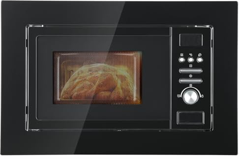 SMETA Four Micro-ondes Combiné 20L, Micro-ondes Encastrable 800W avec Gril 1000W, Grand Écran LED, Cadre Inclus, Dégivrage Automatique, 8 Programmes Prédéfinis