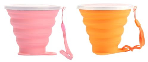 Aiweijia Ciotola di campeggio, 2 tazze di silicone pieghevoli, tazze di viaggio pieghevoli tazze di viaggio portatili con tappetini di plastica Escursione per il picnic all'aperto