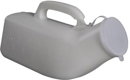 Colcolo Bottiglia per pipì maschile, bottiglia per pipì per orinatoio maschile, con manico del coperchio, vasino da uomo, contenitore per urina, per la guida, bianco