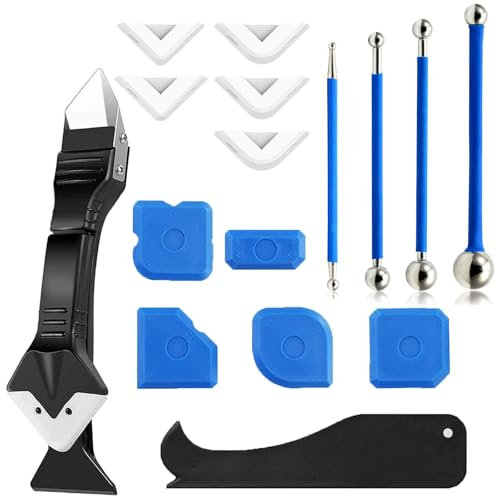 16Pcs Silicone Sealant Finishing Tool Set - Professional Bath, Kitchen, and Floor Caulking and Mastic Profiling Tools