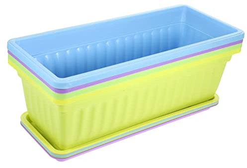 Jardinière Rectangulaire 17 Pouces en Résine, Lot de 4 Sets de Plateau