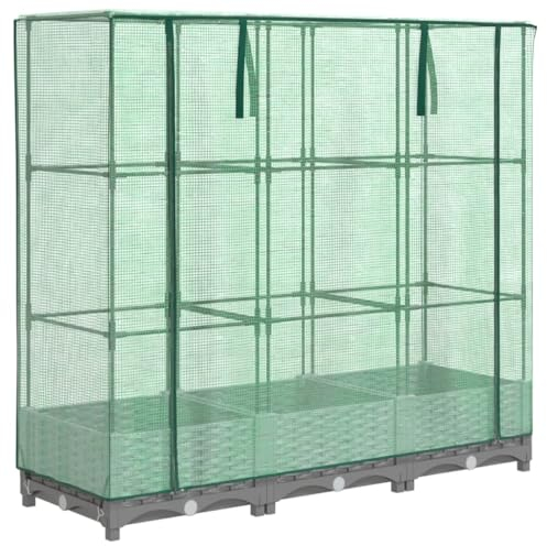 vidaXL Hochbeet, Pflanzkasten mit Gewächshaus-Aufsatz, Frühbeet für Balkon Garten Terrasse, Gemüsebeet Blumenbeet Pflanzbeet, Rattan-Optik