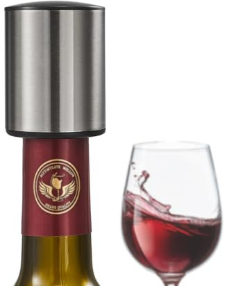 ELMWAY VinoLux Series Vacuum Wine Stopper by ELMWAY – Pump Seal with Stainless Steel Shell, Preserves Wine Freshness, Easy Removal & Reusable Design, for Home, Parties & Wine Lovers – Gunmetal