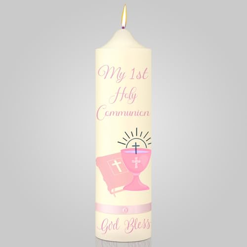 Threlaco My First Holy Communion Taper Candle Gifts Religious Gift 9.84 Inches Catholic Candles with Chalice Design Catholic Gifts for Church Supplies Baptism Wedding