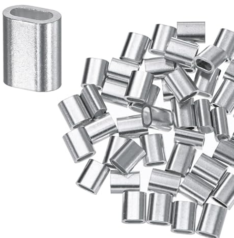 M METERXITY 50-Pack Aluminum Crimping Loop Sleeves, 2.5mm 3/32 Single Round Barrel Wire Rope Sleeves Cable Ferrule for Wire Rope/Cables Crimping Loop Sleeve