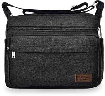 Aucuu Wasserdichte Umhängetasche Herren, Multi-Tasche Messenger Bag, Leinwand Schultertaschen, Canvas Crossbody Tasche, Arbeitstasche, Herrentasche für Schule Reisen Arbeits