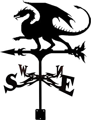 Weathervane Dinosaur Shape Roof Mount Weather Vane Measuring Tools Wind Direction Indicator Weathercock Stainless Steel for Garden Patio Yard Ornament Decoration