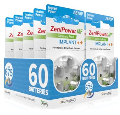Hearing360 batterie per impianti cocleari PR44 misura 675P, potenza costante e lunga durata, pile senza mercurio con tecnologia zinco-aria (10 blister blu)