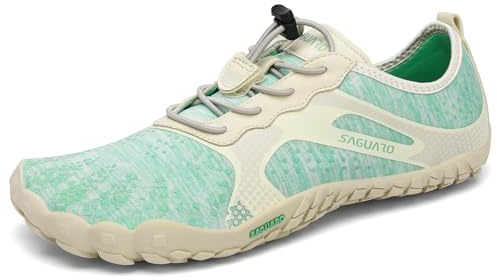 SAGUARO Barefoot Shoes Uomo Donna Scarpe Barefoot Scarpe Minimaliste Scarpette da Palestra Traspiranti Scarpette da Scoglio con Punta Larga e Suola a Goccia Zero Blu Ghiaccio,Gr.42