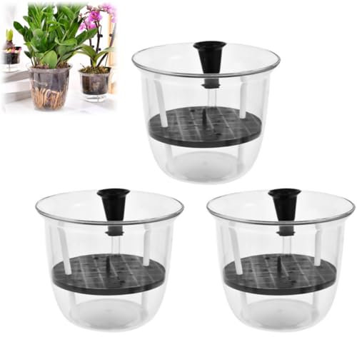 Selbstbewässernder Blumentopf, 3 Stück, selbstbewässernde Töpfe, afrikanische Veilchen mit Reservoir, Bodenbewässerung, transparenter selbstbewässernder Übertopf für Zimmerpflanzen und Fortpflanzung