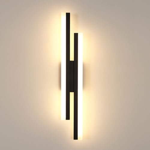 DELIPOP Wandleuchte Innen Schwarz, 18W Mordern Wandlampe LED Warmweiß 3000K, Acryl Wandbeleuchtung Lange für Wohnzimmer Schlafzimmer Flur Treppenhaus