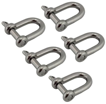 JWLYGMD Piezas de Motocicleta 5 grilletes en Forma de D de Acero Inoxidable 304 con Pasador de Tornillo de 4 mm, 5 mm, 6 mm y 8 mm para Pulseras.(5mm)